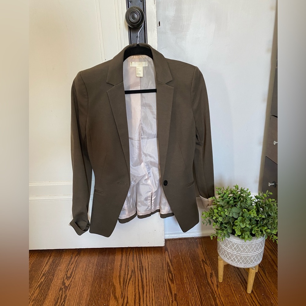 H&M Olive Green Single-Button Blazer